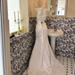 Ivory Satin Strapless Waist-Cinched Slimming Sexy Long Romantic Dress, Wedding Gown gh7721