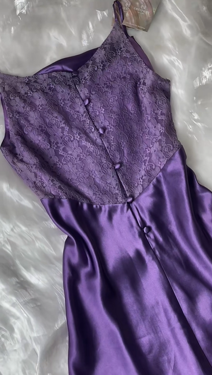 Elegant Vintage Purple Spaghetti Strap Lace Fitted Waist Slim Prom & Evening Party Dress gh8511