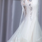 ✨Girlhomeshops-Ivory Corset Mermaid Wedding Dress Beaded Rhinestone Ruffle Tulle Prom Gown gh9988