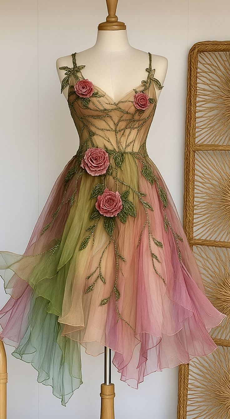 Rosa Fee Farbverlauf Blumen kurzes Chiffon Ballkleid Homecoming Kleid Geburtstagskleid gh4627