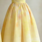 Square Neck Yellow Chiffon Homecoming Dress Ruffle Cap Sleeves Watercolor Print A-Line Midi Formal Gown gh9483