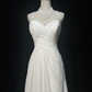 ✨Girlhomeshops-White Spaghetti Strap Sweetheart Chiffon Wedding Gown Sweep Train gh10145