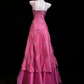 ✨Girlhomeshops-Hot Pink Sweetheart Beaded Corset Taffeta Tiered Prom Gown gh10283