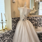 Ivory Strapless Exquisitely Beaded Waist-Cinched Full Flared Long Romantic Dress, Wedding Gown gh7589