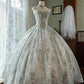 White shiny luxury gorgeous princess exquisite gemstone beads fashionable and elegant long tulle floor-length ball gown evening gown graduation gown adult ceremony gown wedding dress gh3843