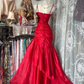 Red Spaghetti Strap Waist Slim Retro Long Ball Gown Evening Dress gh7115