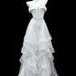 Girlhomeshops--White shimmery long tulle ruffled wedding dress prom dress gh5473