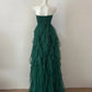 Girlhomeshops - Robe de bal longue en tulle vert à volants, tendance, gh5474