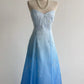 Girlhomeshops – Blau-weißes, exquisites, florales, modisches, bodenlanges Ballkleid mit Farbverlauf, Tube-Top, gh5515