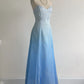 Girlhomeshops – Blau-weißes, exquisites, florales, modisches, bodenlanges Ballkleid mit Farbverlauf, Tube-Top, gh5515