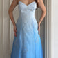 Girlhomeshops – Blau-weißes, exquisites, florales, modisches, bodenlanges Ballkleid mit Farbverlauf, Tube-Top, gh5515