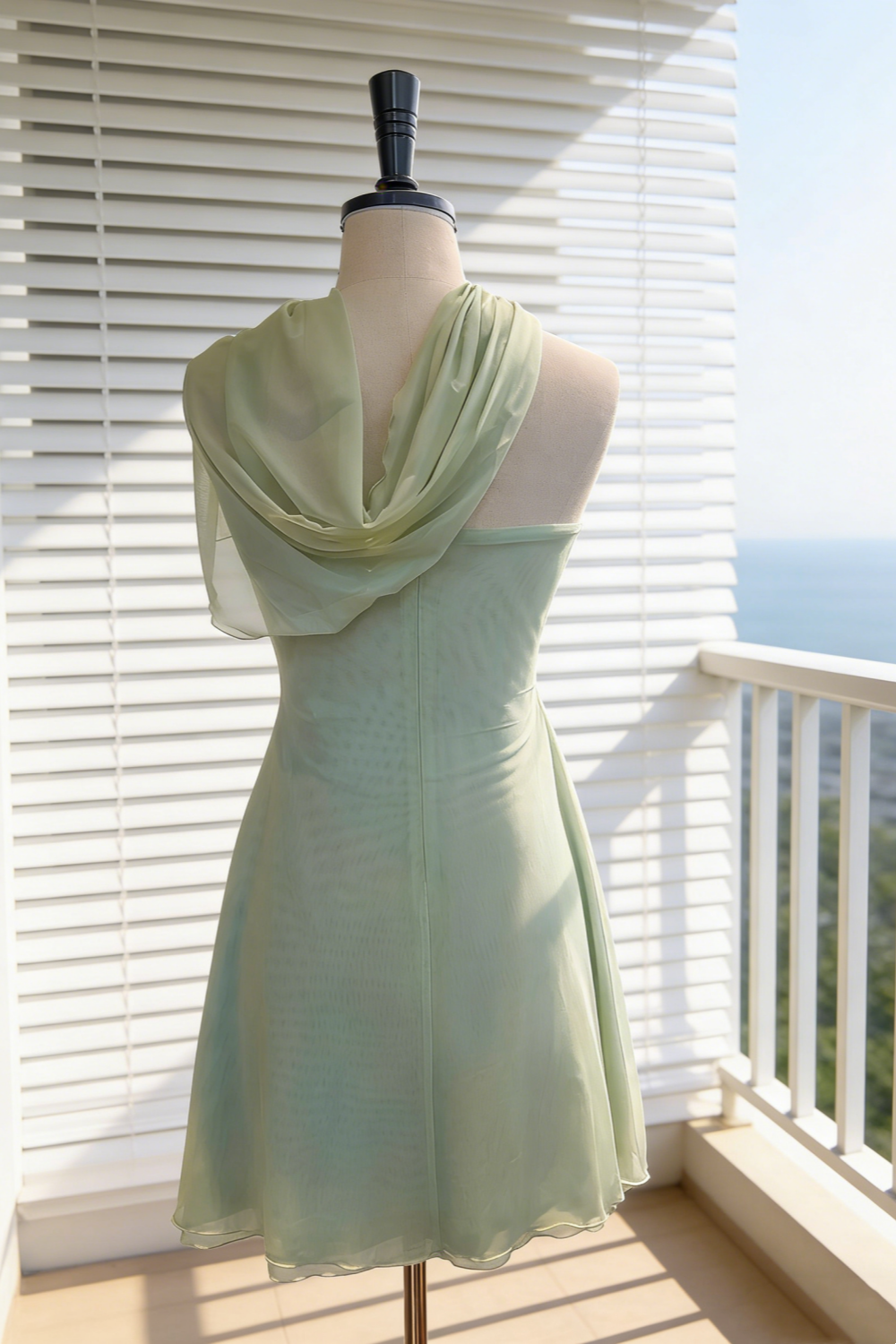 Mint Green 3D Flower A-Line Mini Dress - Spring Fresh Style Gown gh6965