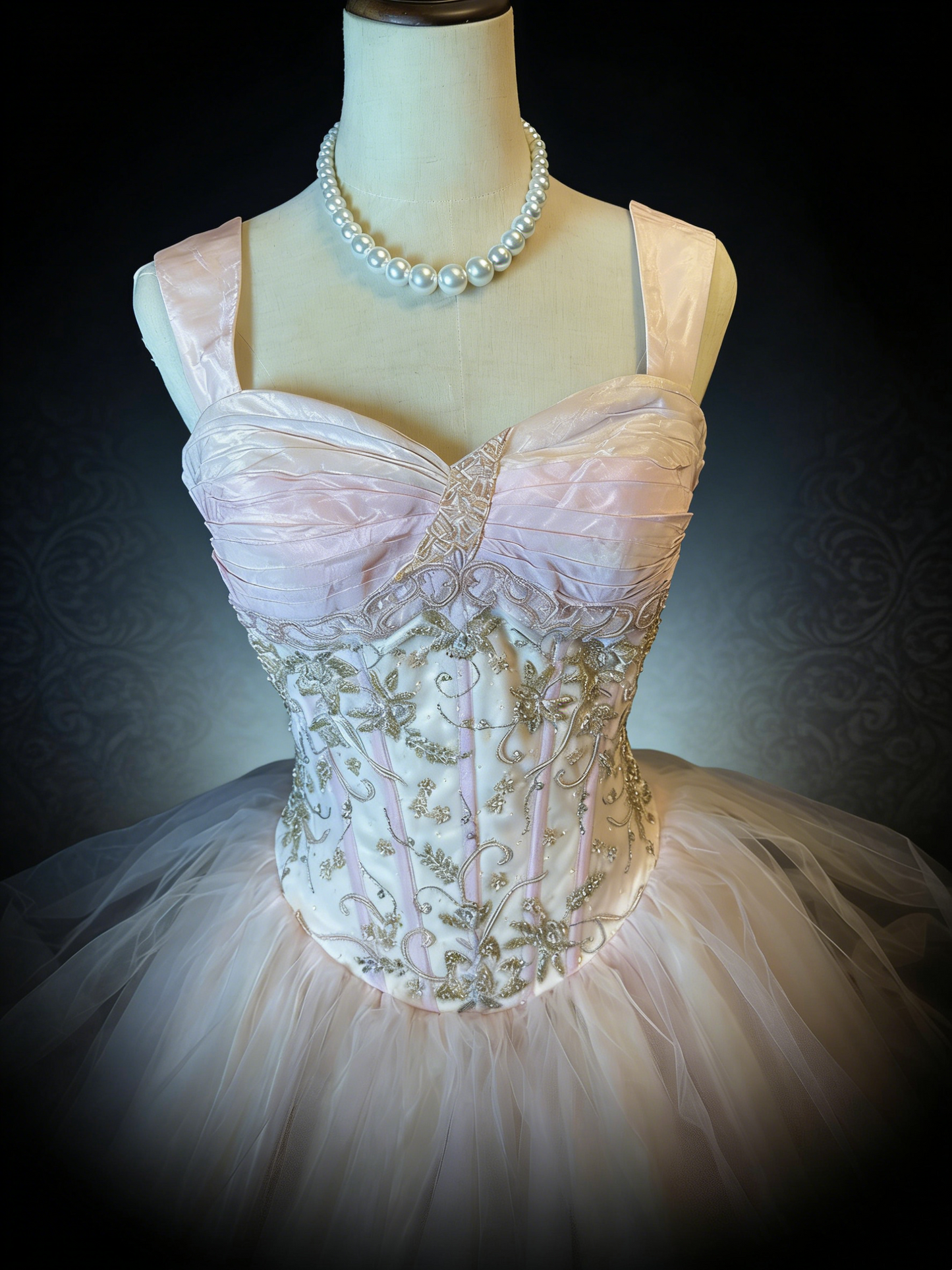Robe de bal rose pâle style princesse - Robe bustier en dentelle et perles pour Quinceañera gh6948