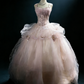 Robe de bal rose pâle style princesse - Robe bustier en dentelle et perles pour Quinceañera gh6948