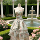 Robe en organza à imprimé floral rose et vert à volants - Robe printanière style frais gh6966