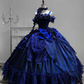 Royal gorgeous blue Shiny retro elegant fashion exquisite floral long satin ball gown evening dress adult ceremony dress graduation dress gh3625