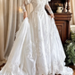 White Vintage Victorian Detachable High Neck Bubble Short Sleeve V Off‑the‑Shoulder Lace Long Sleeve Fitted Waist Tulle Lace Applique Train Long Prom Gown, Wedding Dress gh8619