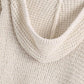 New white V-neck retro fashion long-sleeved hooded loose drawstring knitted hoodie pullover female casual sweater top 7281