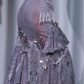 ✨Girlhomeshops-Grey Fringe Midi Homecoming Dress Boho Metal Coin Tiered Party Gown gh9986