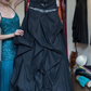 Black Strapless Luxury Ball Gown Silver Rhinestone Decor Ruched Long Evening Prom Dress gh9791