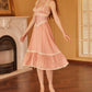 Robe de soirée mi-longue en satin et dentelle, rose, élégante et élégante, tenue de bal, de soirée, de remise de diplôme, gh4071