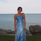 ✨Girlhomeshops-Royal Blue Spaghetti Strap Floral Beaded Tulle A Line Formal Prom Gown gh10260