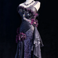 One Shoulder Black Purple Gradient Mermaid Prom Dress Sequins Rhinestones 3D Floral Formal Gown with Train gh9543