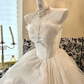 Ivory Strapless Waist-Cinched Voluminous Full Flared Skirt Romantic Dress, Wedding Gown gh7772