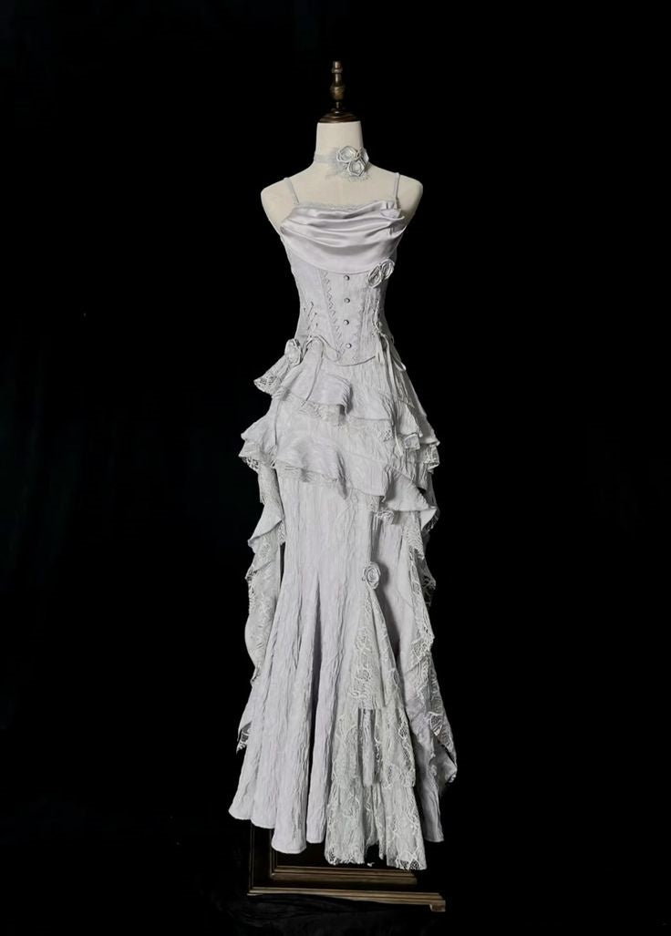 Grey Retro Fashion Elegant Long/Short Lace Homecoming Dress Prom Dress Evening Gown gh3443
