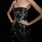 Girlhomeshops-Schwarz/weiß/grün Fashion Satin Exquisite Perlen Kurzes Homecoming-Kleid Geburtstagspartykleid gh5388