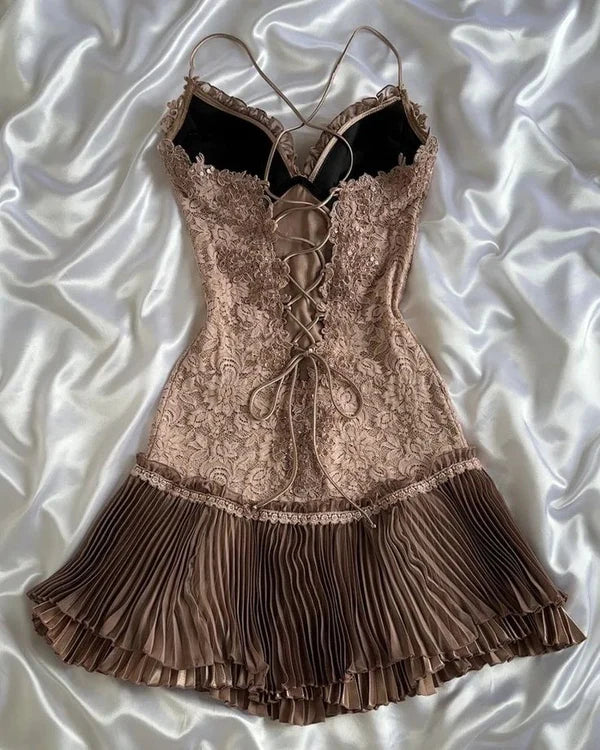 Robe de soirée courte en dentelle vintage exquise, robe de bal d'anniversaire, robe de soirée de fin d'année gh6855