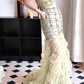 Light‑Mint‑Green‑Vintage‑Gown V‑Neck‑Sleeveless Heavy‑Beaded‑Sequins‑Yellow‑Green‑Tones Bodycon‑Mermaid Crinkled‑Sheer‑Tulle‑Skirt Chapel‑Train Palace‑Style‑Evening‑Prom‑Dress gh8827