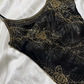 Vintage Long Prom & Evening Party Dress, Black Base Spaghetti Straps, Gold Beaded Details, Fitted Waist Slim Silhouette gh8585