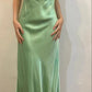 Green Vintage Fashion Beaded Spaghetti Straps Long satin Formal Prom Dress, Evening Dress, Party Dress gh3501