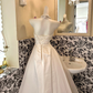 White Strapless Waist-Cinched Slit Sexy A-Line Skirt Romantic Dress, Wedding Gown gh7615