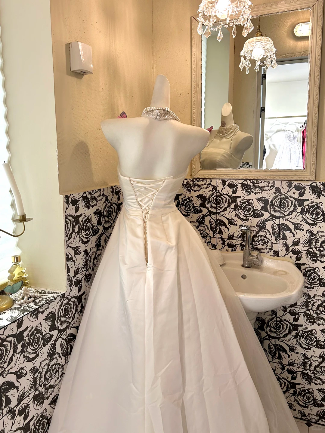 White Strapless Waist-Cinched Slit Sexy A-Line Skirt Romantic Dress, Wedding Gown gh7615