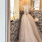 Ivory Strapless Sequin Waist-Cinched Voluminous Skirt Romantic Dress, Wedding Gown gh7704