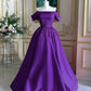 Robe de soirée longue en satin sans bretelles à perles violettes et exquises gh3219