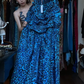 Turquoise Blue Leopard Strapless Mermaid Evening Gown 3D Flower Ruffle Beaded Long Formal Prom Dress gh9740