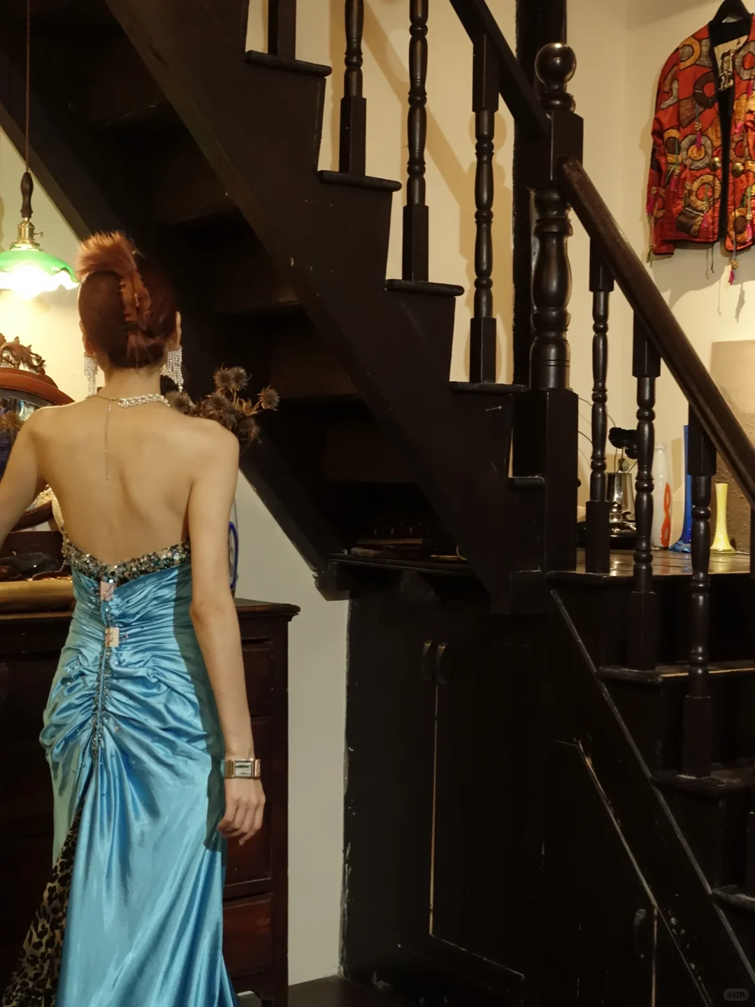 Lake Blue Satin Strapless Long Evening Gown Leopard Sequin Sweetheart Prom Dress gh9865
