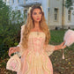 Robe de soirée longue rose rétro en dentelle, col carré, élégante, à la mode, gh3785