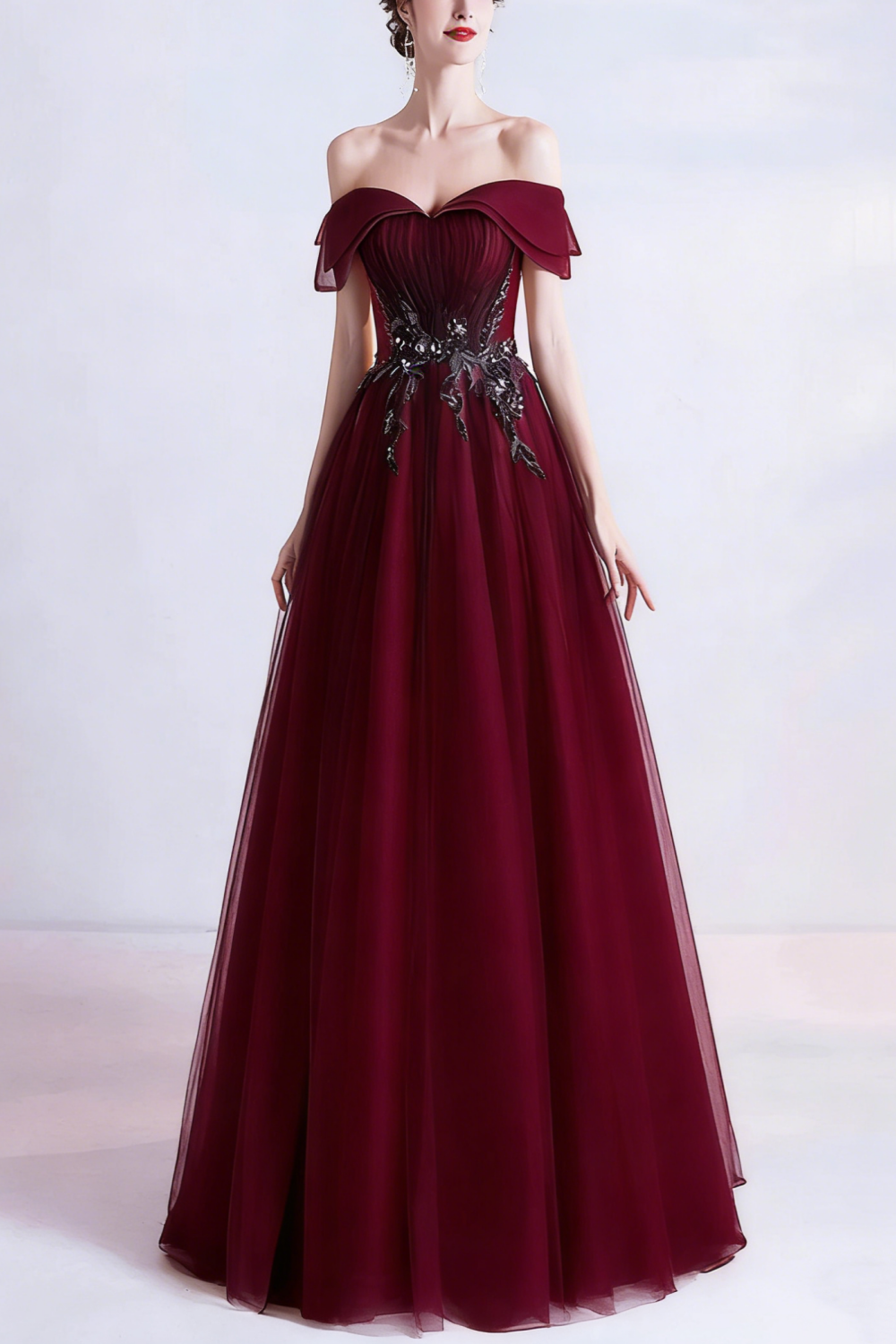 Süßes Tüll Pailletten langes Ballkleid Abendkleid 10470