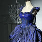 Hellblau/Lila/Dunkelblau Geheimnisvolle Vintage-Mode Elegante Lange Satin Bodenlangen Ballkleid Abendkleid Partykleid gh4250