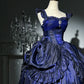 Hellblau/Lila/Dunkelblau Geheimnisvolle Vintage-Mode Elegante Lange Satin Bodenlangen Ballkleid Abendkleid Partykleid gh4250