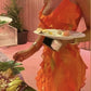 Robe de soirée longue sirène à bretelles spaghetti orange sexy à ourlet à volants, robe d'invité de mariage, robe de bal, robe de soirée moulante irrégulière gh3036