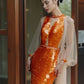 Orange Gorgeous Shiny Elegant Long Sleeve Tulle Long Sequin Mermaid Slim Ball Gown Evening Dress Party Dress gh3386