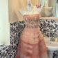 Red Ombre Strapless Waist-Cinched Elegant Romantic Dress, Wedding Gown gh7499