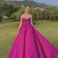 Pink sweetheart neck tube top fashionable simple long satin ball gown evening dress gh3084
