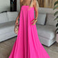 Rosa Mode Einfache A-linie Lange chiffon Ballkleid Abendkleid Party Kleid mit Band gh3357