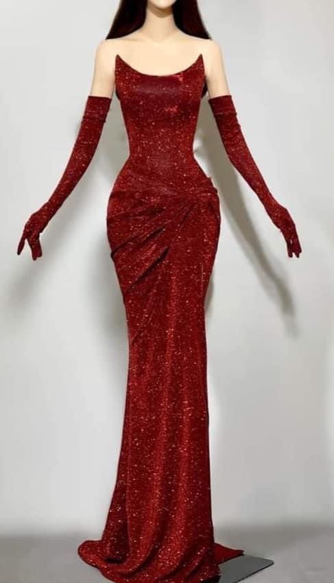 Girlhomeshops - Burgunderrotes, glänzendes, langes, schmales Meerjungfrauen-Ballkleid mit Pailletten, Abendkleid, Partykleid. Goldfarbenes, elegantes, langes, schmales Meerjungfrauen-Ballkleid mit Pailletten, Abendkleid, Partykleid, gh4997